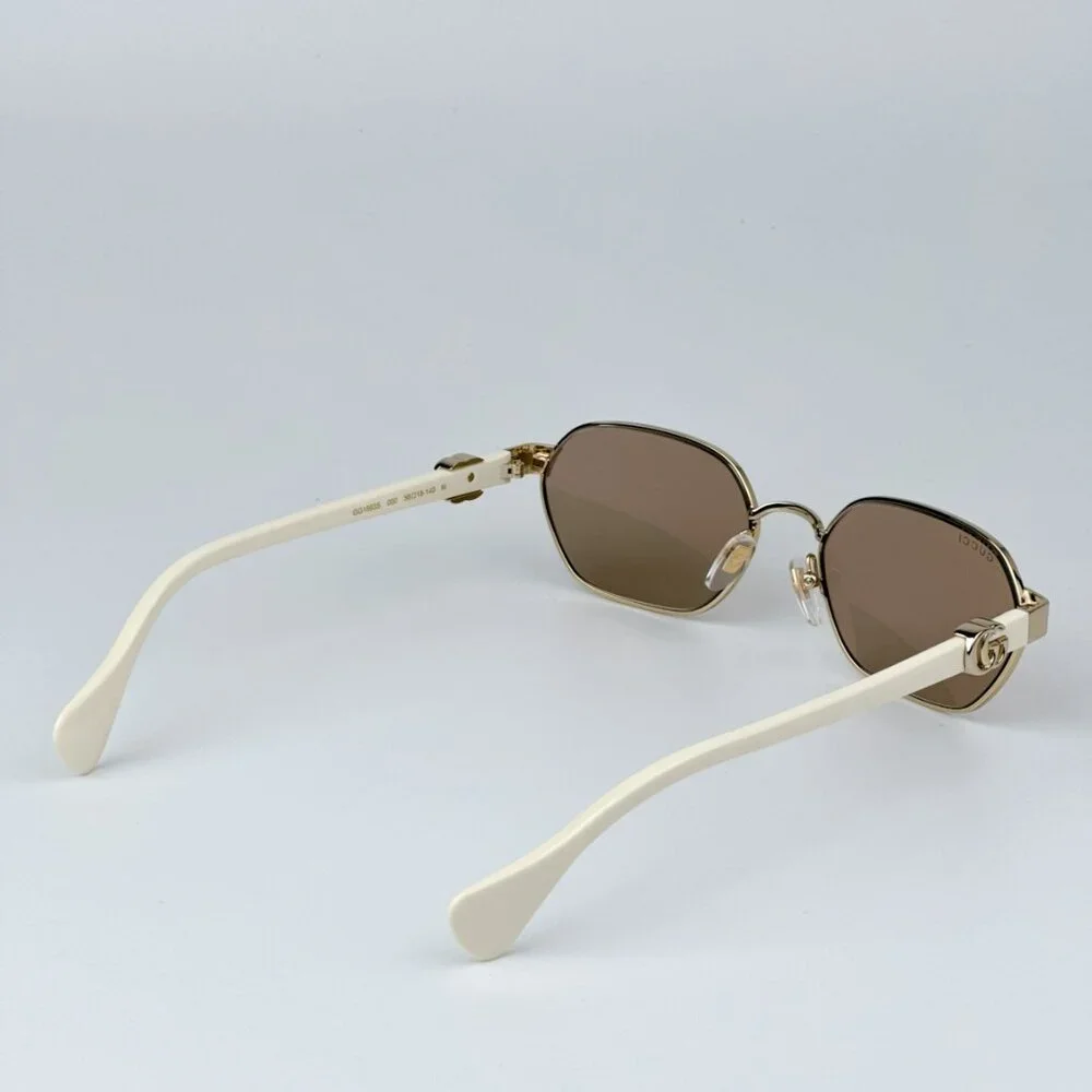 Gucci GG1593S 002 BRAND NEW Sunglasses Gold Ivory Pink  Geometric Unisex